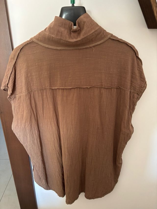 Camicia di lino marrone mezze maniche