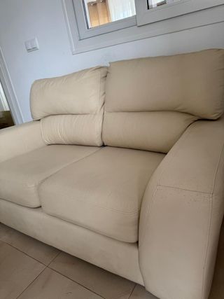 Sofá 2 plazas polipiel beige