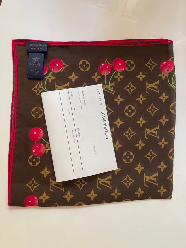 Pañuelo Louis Vuitton x Murakami Cerezas Marrón