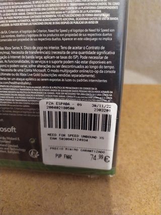 NFS Unbound Xbox Series X Precintado