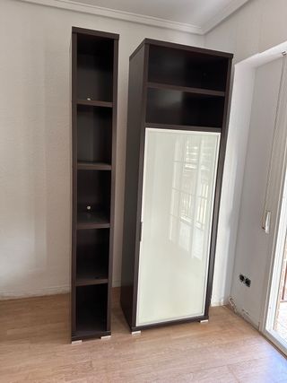 Librería auxiliar TV madera y cristal