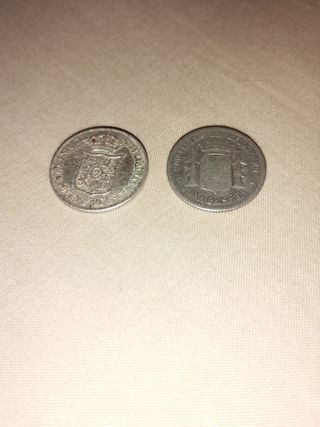 Lote 10 monedas plata siglo XIX y XX
