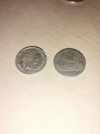 Lote 10 monedas plata siglo XIX y XX