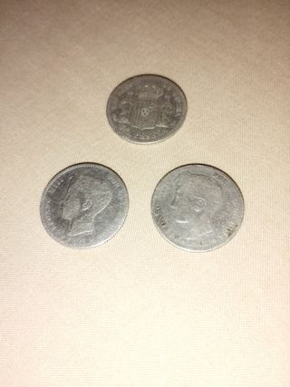 Lote 10 monedas plata siglo XIX y XX