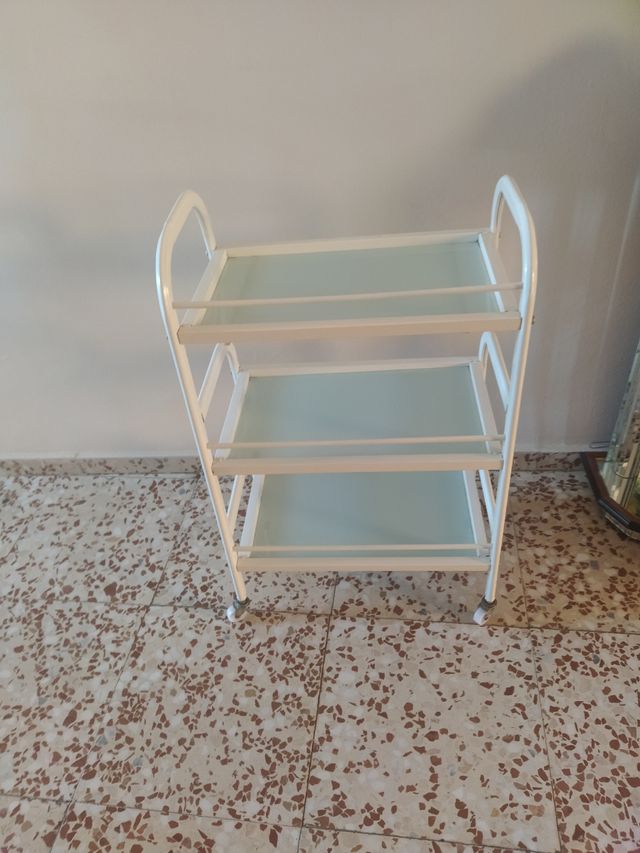 Carrito auxiliar 3 niveles cristal y metal