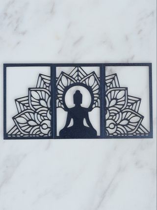Arte murale Buddha in pla nero