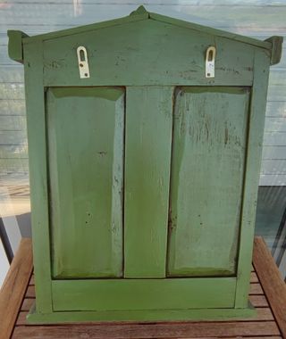 Vitrina decorativa verde con puerta de cristal