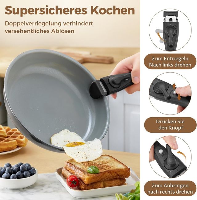 Juego de ollas asa extraíble de 17 piezas NUEVO