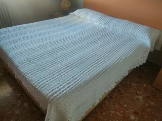 Colcha Ganchillo de perlé hecha a Mano Blanca 