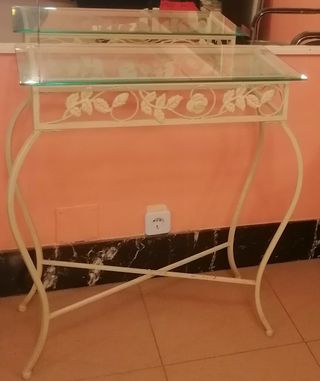 URGE Mesita auxiliar vintage cristal y metal