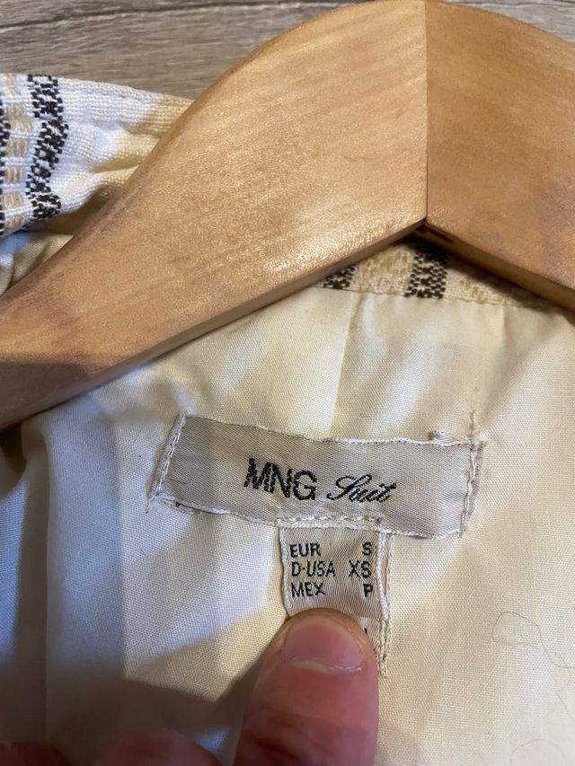 Blazer Mango Étnico Rayas Beige Marrón