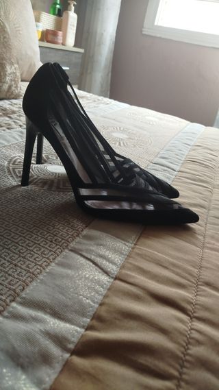 Tacones Zara Malla Negro