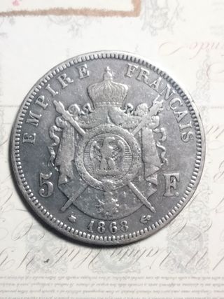 Moneta Argento Napoleone III Impero Francese 1868