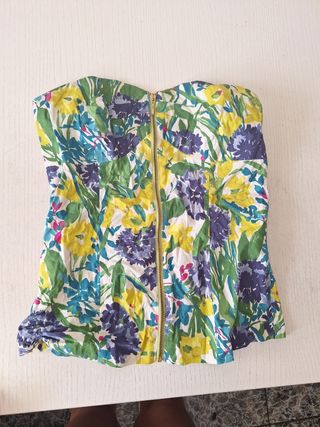 Top sin tirantes floral con cremallera