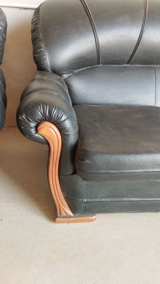 Sofá y 2 sillones Polipiel Negro