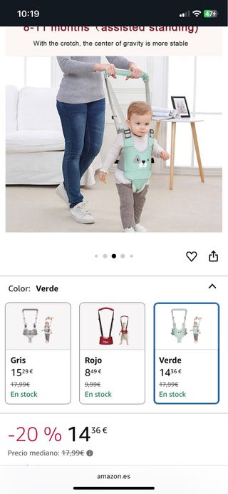 Andador para bebé color verde