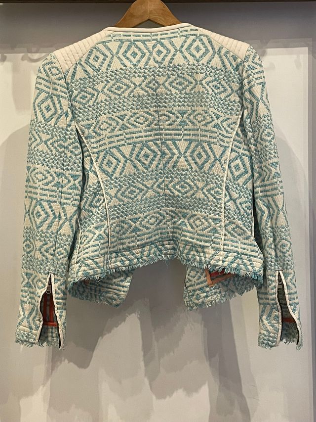 Blazer Trafaluc Zara Azul y Blanco