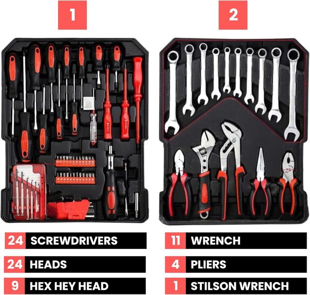 Maletín herramientas 187 pieza cromo vanadio NUEVO