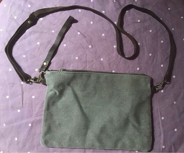 Bolso de lona gris con estrella vintage