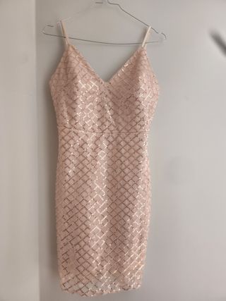 Vestido de fiesta lentejuelas oro rosa
