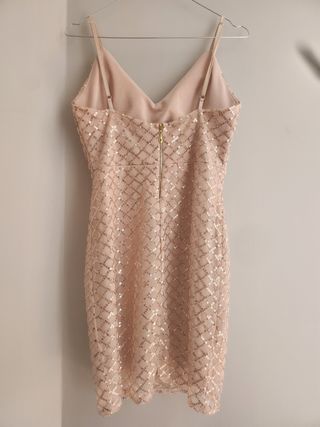 Vestido de fiesta lentejuelas oro rosa