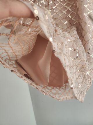 Vestido de fiesta lentejuelas oro rosa