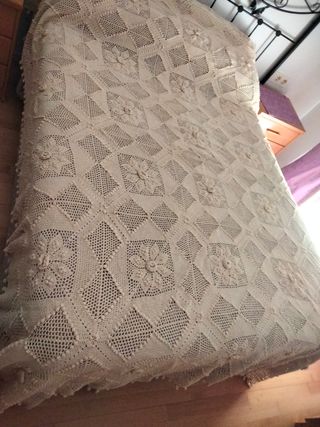 Colcha Crochet Rústica Beige