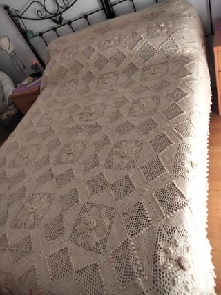 Colcha Crochet Rústica Beige
