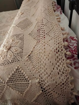 Colcha Crochet Rústica Beige