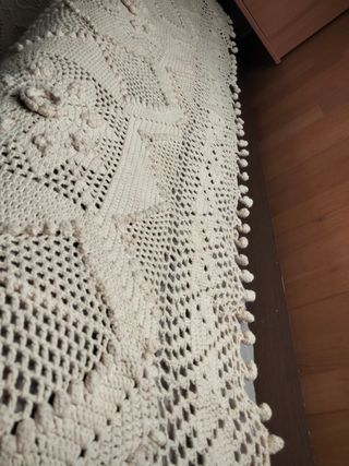 Colcha Crochet Rústica Beige