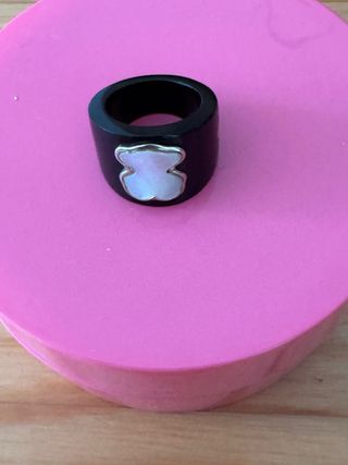 Anillo Tous Resina Nácar Oso Negro
