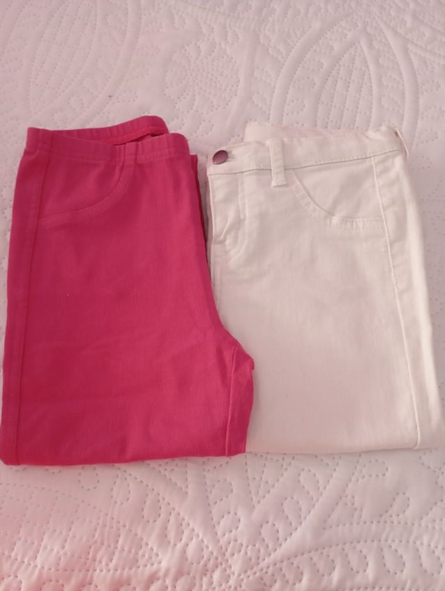2 Pantalón Leggins Niña Talla 7/8 Calzedonia Rosa