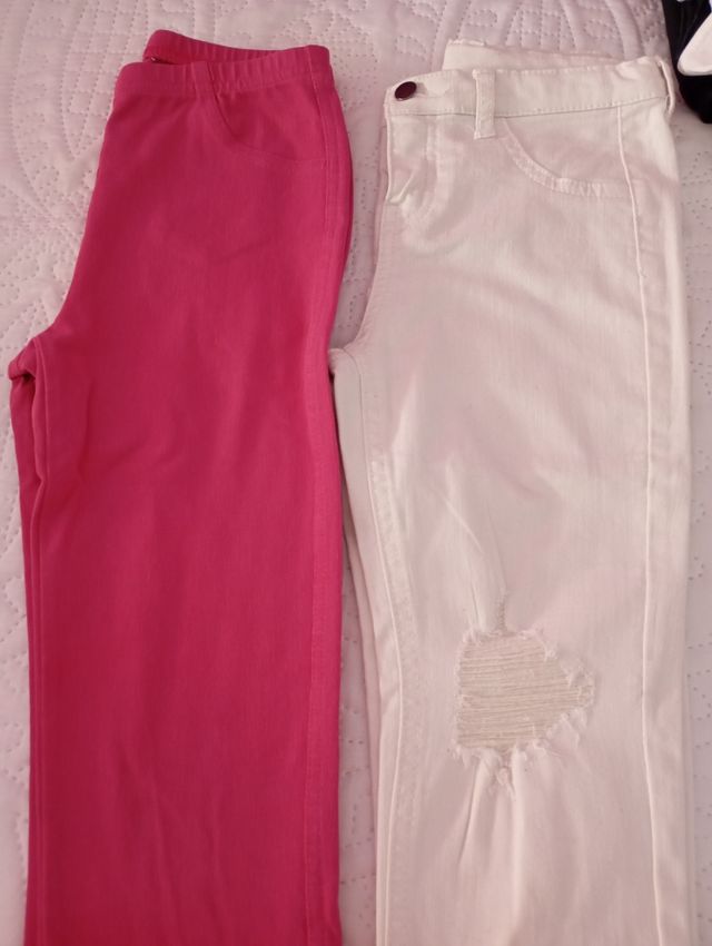 2 Pantalón Leggins Niña Talla 7/8 Calzedonia Rosa