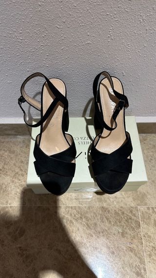 Sandalias de plataforma tacón negras