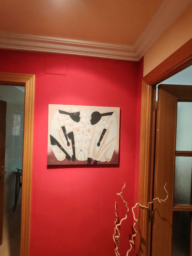 Cuadro abstracto beige y negro