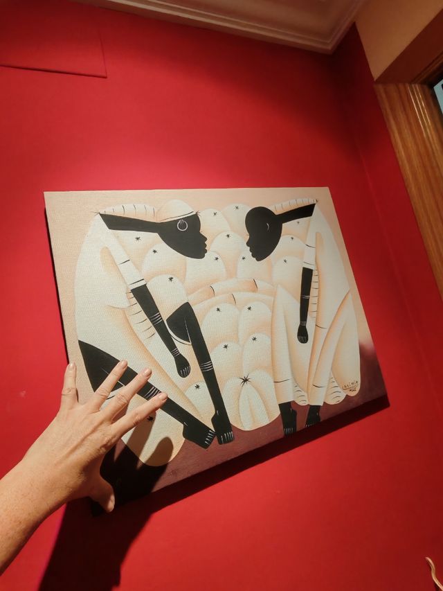 Cuadro abstracto beige y negro