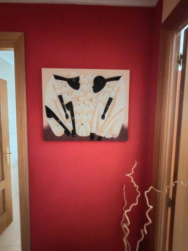 Cuadro abstracto beige y negro