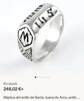 Anillo Réplica Juana de Arco Plata Talla 8 USA