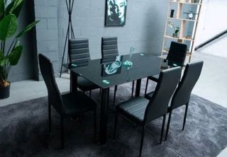 Comedor Negro con 6 Sillas Polipiel! NUEVO