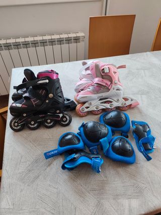 Patines de niña rosas y blancos