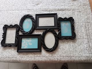 Set de 5 Marcos de Fotos Negros y Turquesa