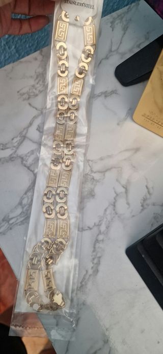 Conjunto bisutería pulsera y cadena dorada hombre