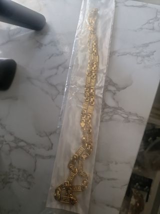 Conjunto bisutería pulsera y cadena dorada hombre