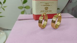 Pendientes Aro Greca Chapado Oro 18k