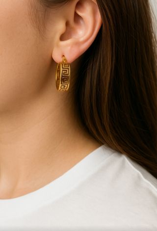 Pendientes Aro Greca Chapado Oro 18k