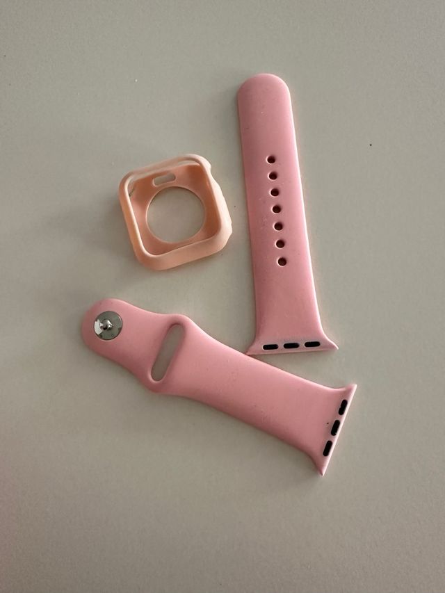 Cinturino e protezione Apple Watch rosa