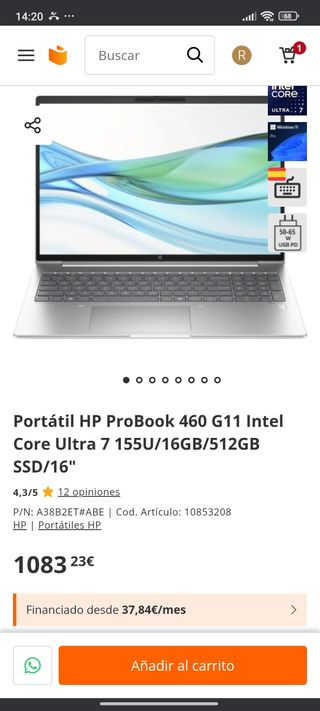 Portátil HP 460 G11 Plata