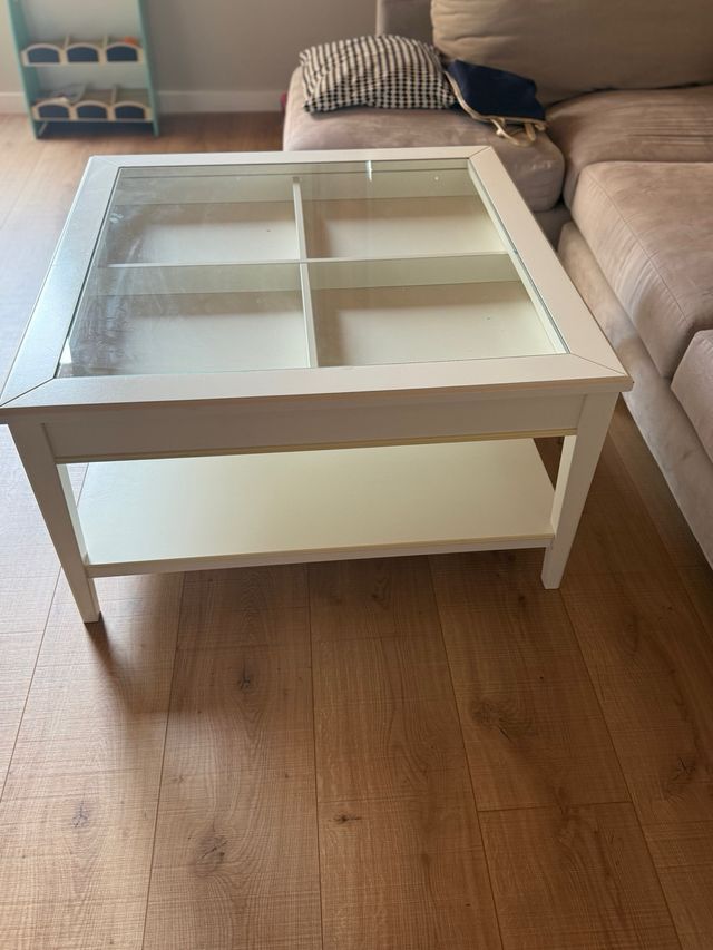 Mesa de centro madera y cristal 80x80