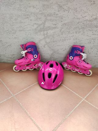 Patines y Casco Infantil Rosa