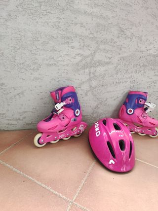 Patines y Casco Infantil Rosa